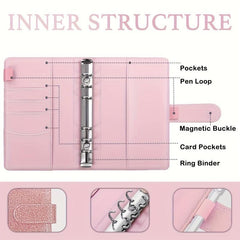 Purple Pink Macaron PU Leather Binder Cash Budget Ledger Notebook