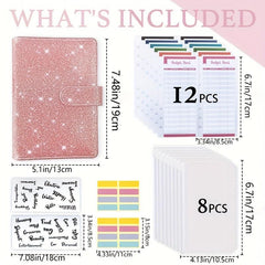 Purple Pink Macaron PU Leather Binder Cash Budget Ledger Notebook