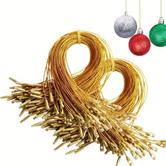 100pcs Christmas Ornament Hanger String Metallic Cord Tinsel Rope