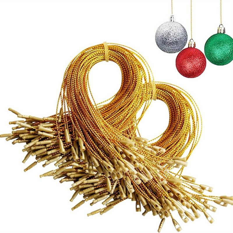 100pcs Christmas Ornament Hanger String Metallic Cord Tinsel Rope
