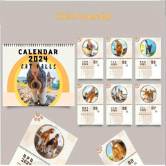Funny Cat Balls Calendar 12-Month