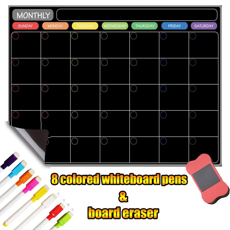 Magnetic Monthly Plan Refrigerator Stickers Set with 8 Pens