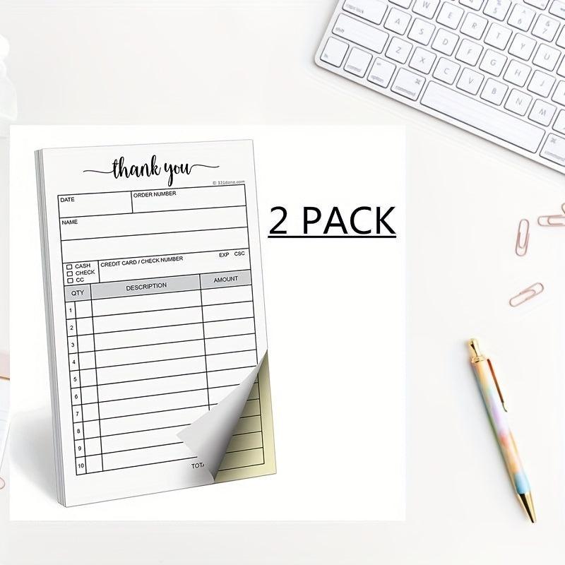 2 Pack Thank You Receipt Book 3 4x5 5 Handheld 2 Part Carbonless