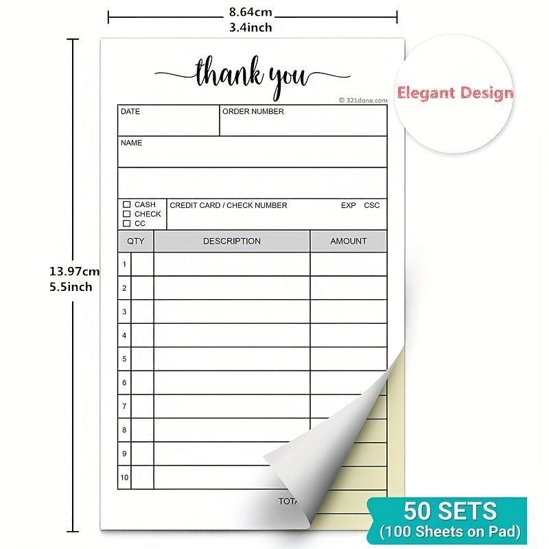 2 Pack Thank You Receipt Book 3 4x5 5 Handheld 2 Part Carbonless