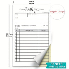 2 Pack Thank You Receipt Book 3 4x5 5 Handheld 2 Part Carbonless