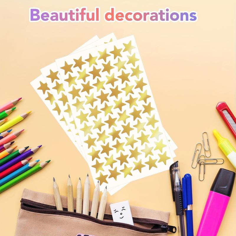 1200pcs Golden Star Stickers Holographic Foil Reward Sparkly Glitter Stickers