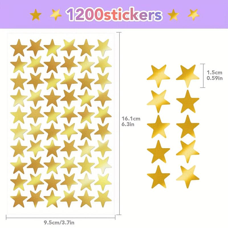 1200pcs Golden Star Stickers Holographic Foil Reward Sparkly Glitter Stickers