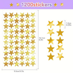 1200pcs Golden Star Stickers Holographic Foil Reward Sparkly Glitter Stickers