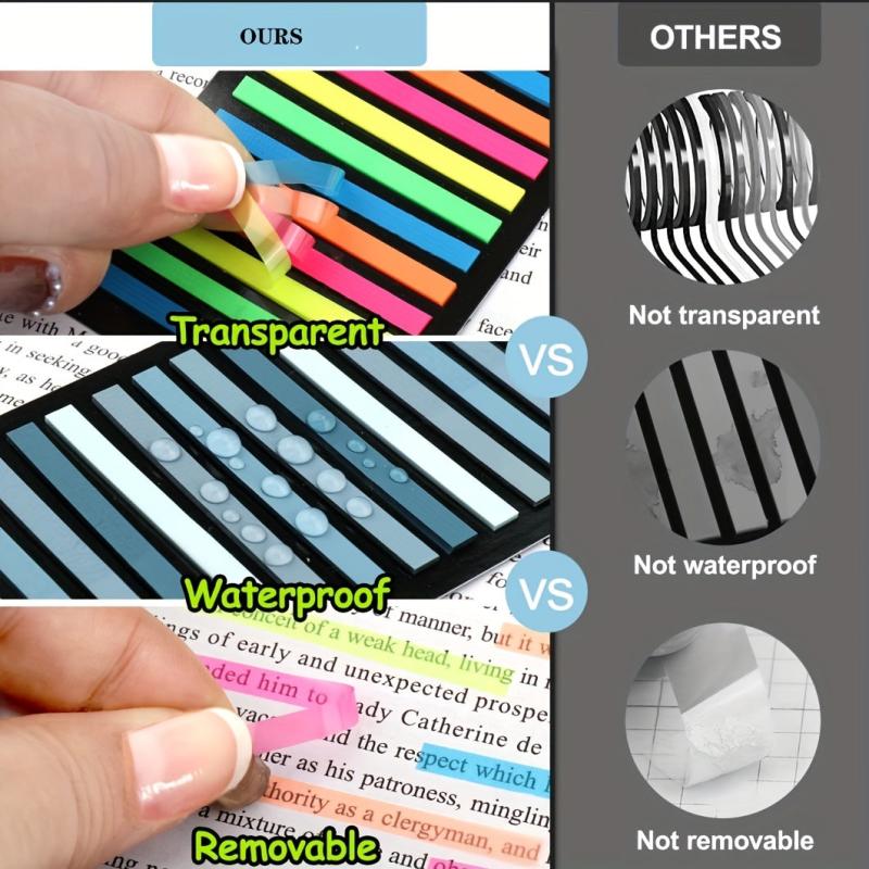 300 Sheets Transparent Highlighter Tape Sticky Tabs Short Strips Page Markers