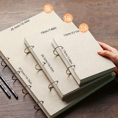 Ring bound Drawing Book Linen Cover 8K16K32K Sketchbook 160g Thick Paper
