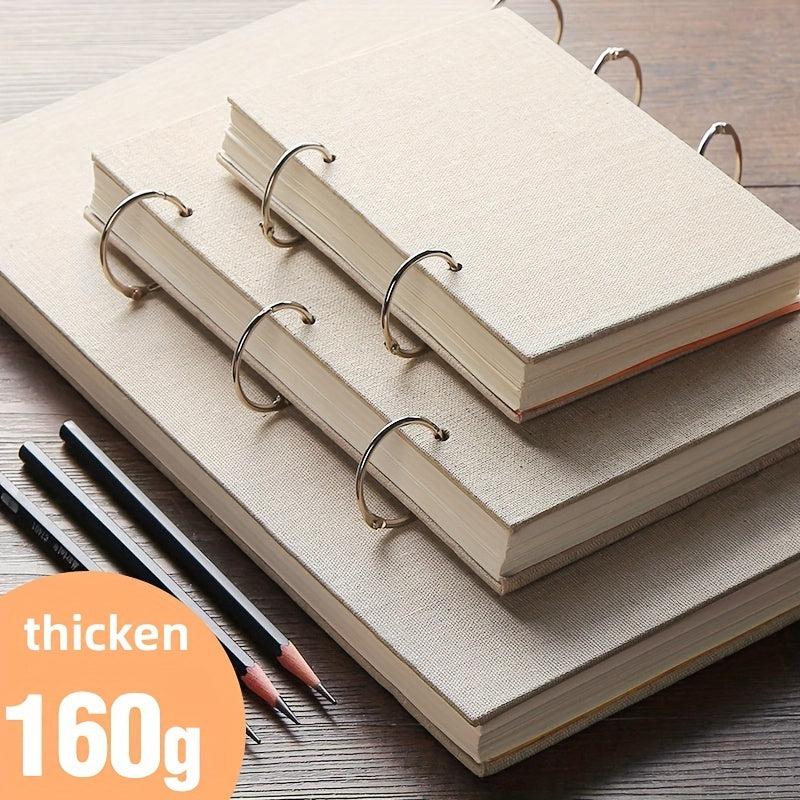Ring bound Drawing Book Linen Cover 8K16K32K Sketchbook 160g Thick Paper