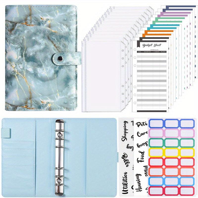 Marble Pattern Notebook Set with Budget Sheets and Stickers