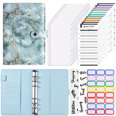Marble Pattern Notebook Set with Budget Sheets and Stickers