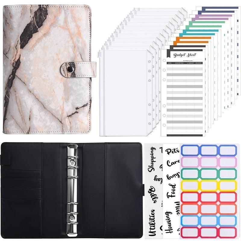Marble Pattern Notebook Set with Budget Sheets and Stickers