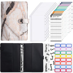 Marble Pattern Notebook Set with Budget Sheets and Stickers