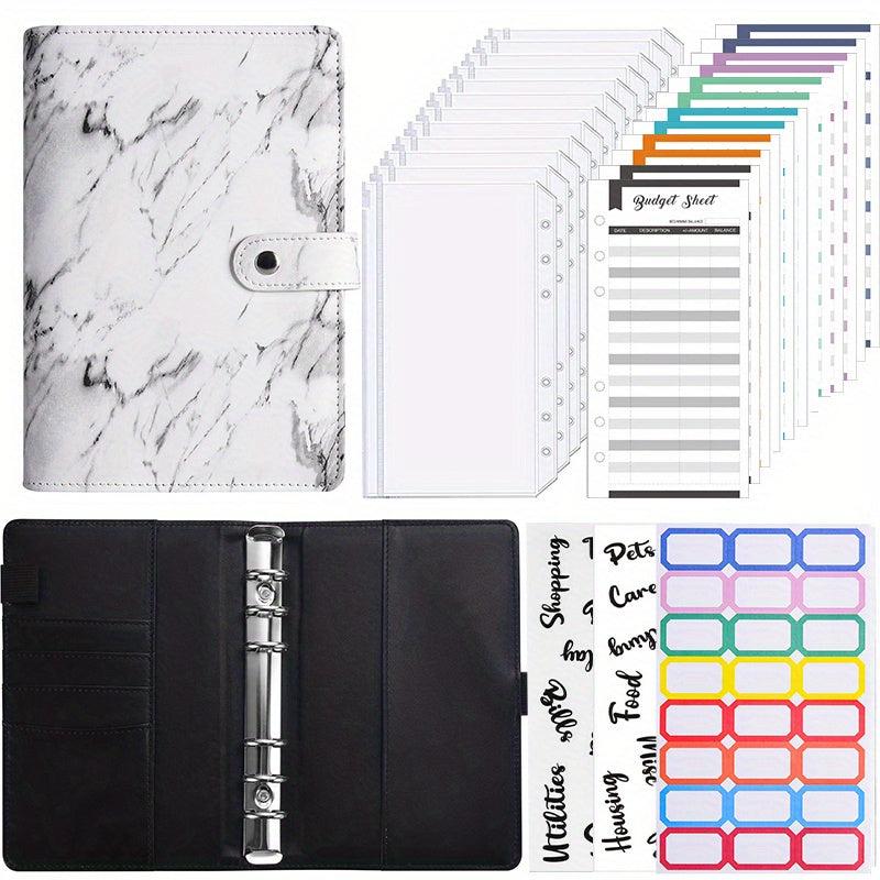 Marble Pattern Notebook Set with Budget Sheets and Stickers
