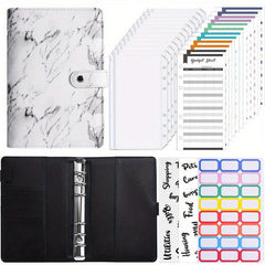 Marble Pattern Notebook Set with Budget Sheets and Stickers