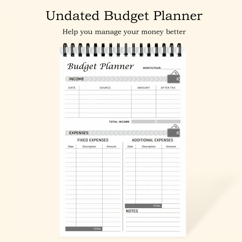 Undated Budget Planner Notepad Tracker Finance Journal A5
