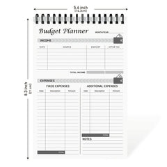 Undated Budget Planner Notepad Tracker Finance Journal A5