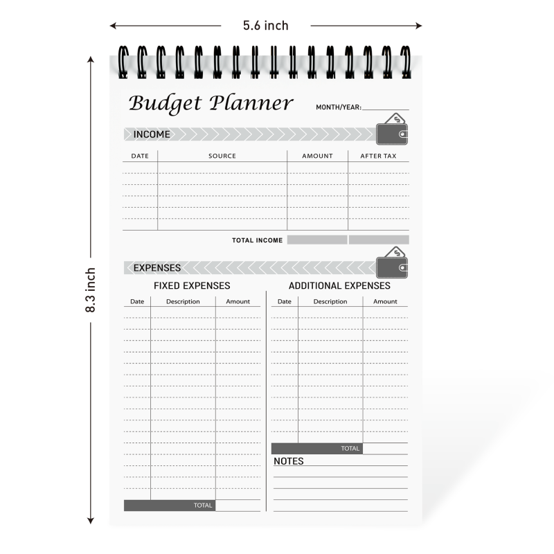 Undated Budget Planner Notepad Tracker Finance Journal A5
