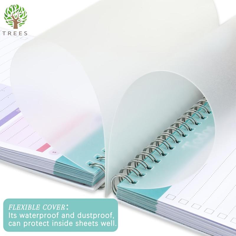 Undated Spiral Daily Planner Notebook 8.5x5.5, 52 Sheets