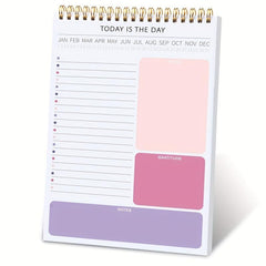 Undated Spiral Daily Planner Notebook 8.5x5.5, 52 Sheets