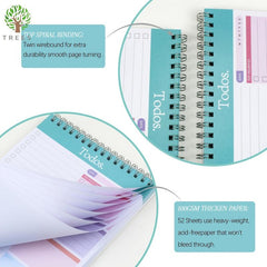 Undated Spiral Daily Planner Notebook 8.5x5.5, 52 Sheets