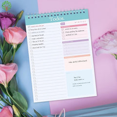 Undated Spiral Daily Planner Notebook 8.5x5.5, 52 Sheets