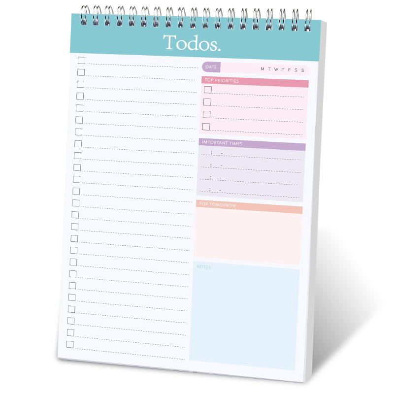 Undated Spiral Daily Planner Notebook 8.5x5.5, 52 Sheets