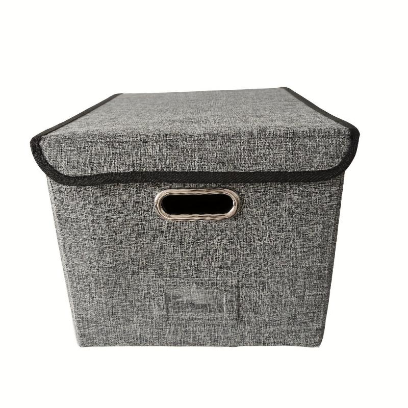 Linen File Box with Lid, Collapsible File Organizer