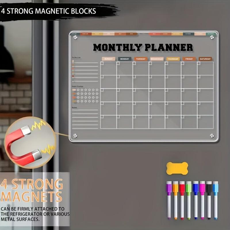 Acrylic Partition Refrigerator w/ Magnetic Planner & Markers