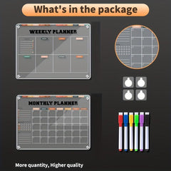 Acrylic Partition Refrigerator w/ Magnetic Planner & Markers