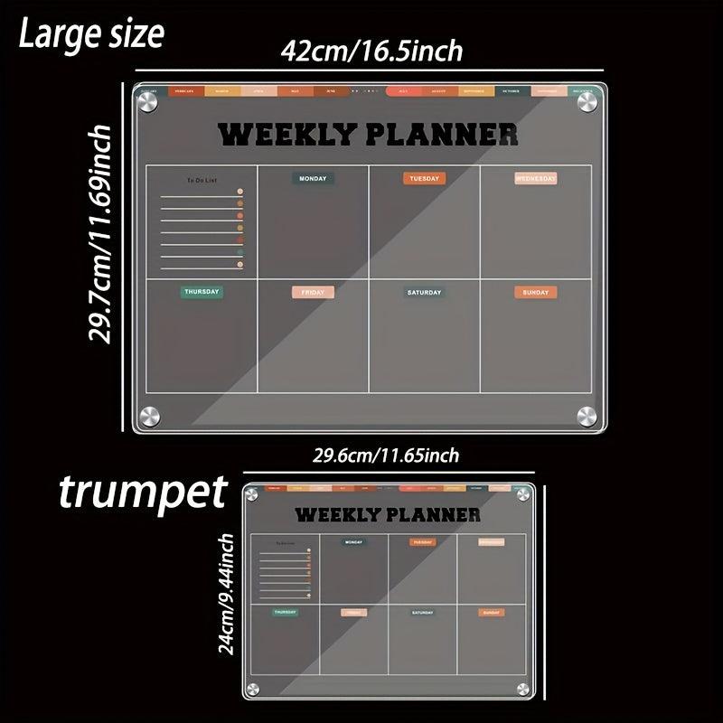 Acrylic Partition Refrigerator w/ Magnetic Planner & Markers