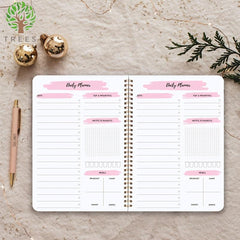 Trees Daily Planner Notebook Top 3 Priorities Daily Schedule Meal Pl