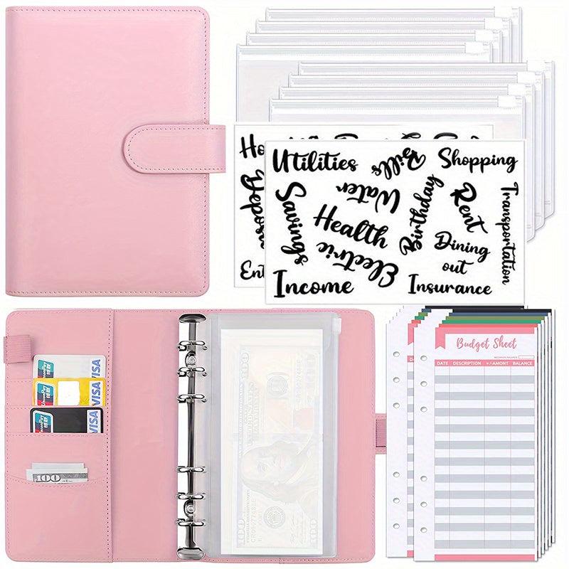 23pcs A6 Leather Notebook with 8 Zipper Pockets Detachable Label Handbook