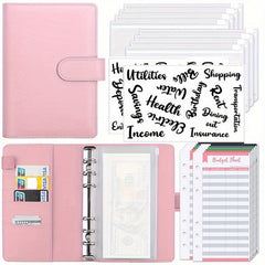 23pcs A6 Leather Notebook with 8 Zipper Pockets Detachable Label Handbook
