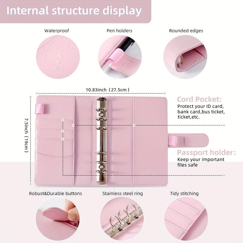23pcs A6 Leather Notebook with 8 Zipper Pockets Detachable Label Handbook