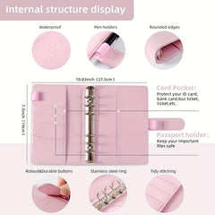 23pcs A6 Leather Notebook with 8 Zipper Pockets Detachable Label Handbook