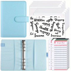 23pcs A6 Leather Notebook with 8 Zipper Pockets Detachable Label Handbook