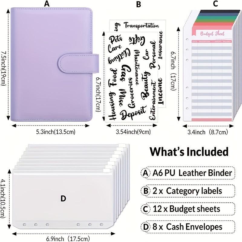23pcs A6 Leather Notebook with 8 Zipper Pockets Detachable Label Handbook