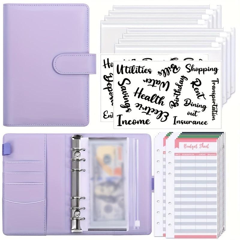 23pcs A6 Leather Notebook with 8 Zipper Pockets Detachable Label Handbook
