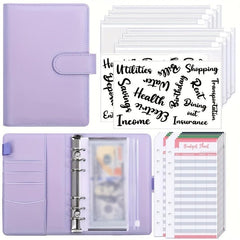 23pcs A6 Leather Notebook with 8 Zipper Pockets Detachable Label Handbook