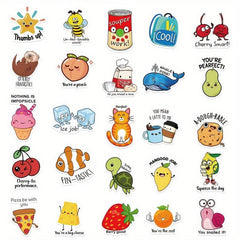 50pcs Mixed Animals And Plants Waterproof Stickers for Teachers