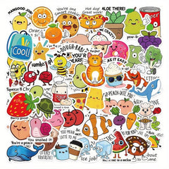 50pcs Mixed Animals And Plants Waterproof Stickers for Teachers