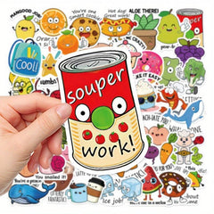 50pcs Mixed Animals And Plants Waterproof Stickers for Teachers