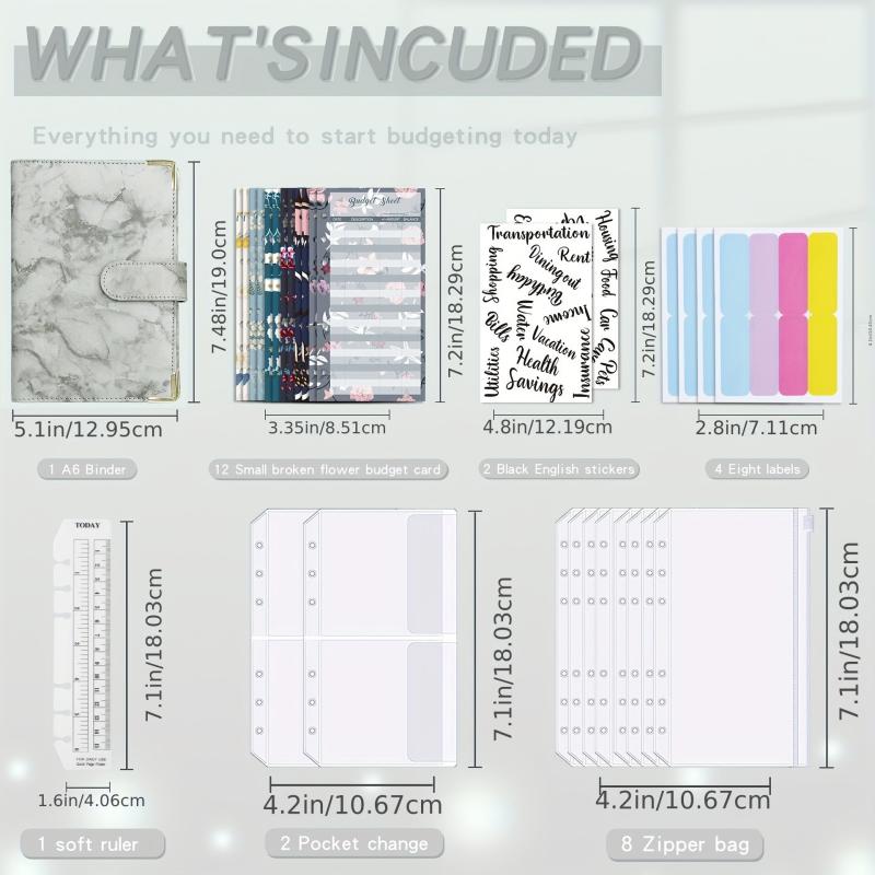 Marble Cash Envelopes Budget Binder Organizer