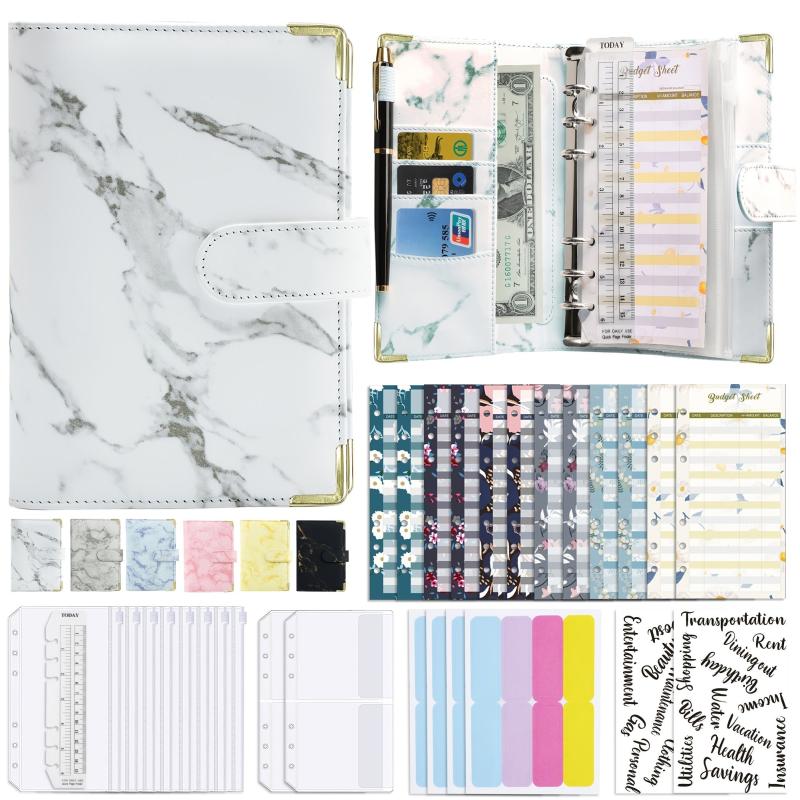 Marble Cash Envelopes Budget Binder Organizer