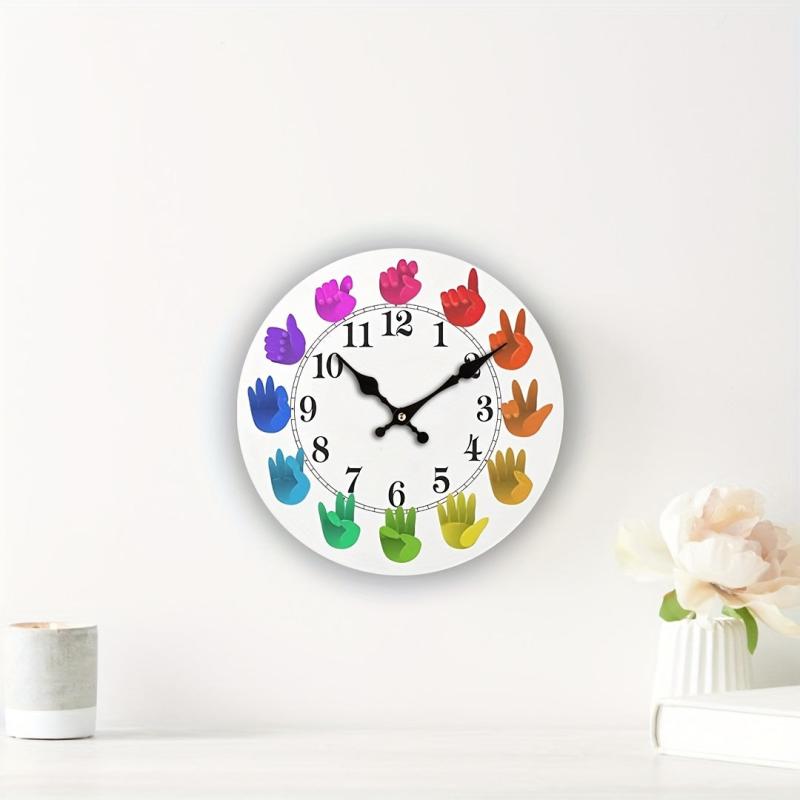 Sign Language Wall Clock Rainbow Silent Gift Farmhouse Wall Decor