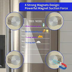 Acrylic Magnetic Meal Planner Fridge Set Dry Erase Board Calendar Memo Reusable