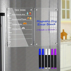 Acrylic Magnetic Meal Planner Fridge Set Dry Erase Board Calendar Memo Reusable